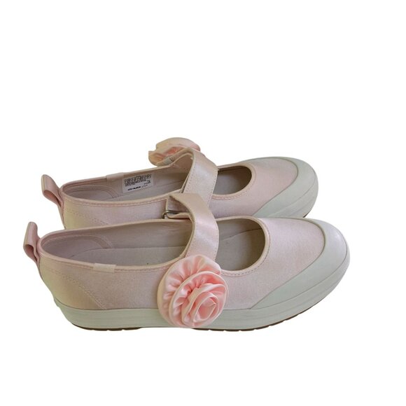 Keds Mary Jane Satin Sneaker Shoe Rose Hook And Loop Closure Size 8.5 - Picture 4 of 13